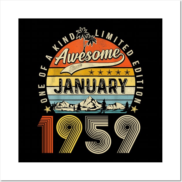 Awesome Since January 1959 Vintage 64th Birthday Wall Art by cogemma.art